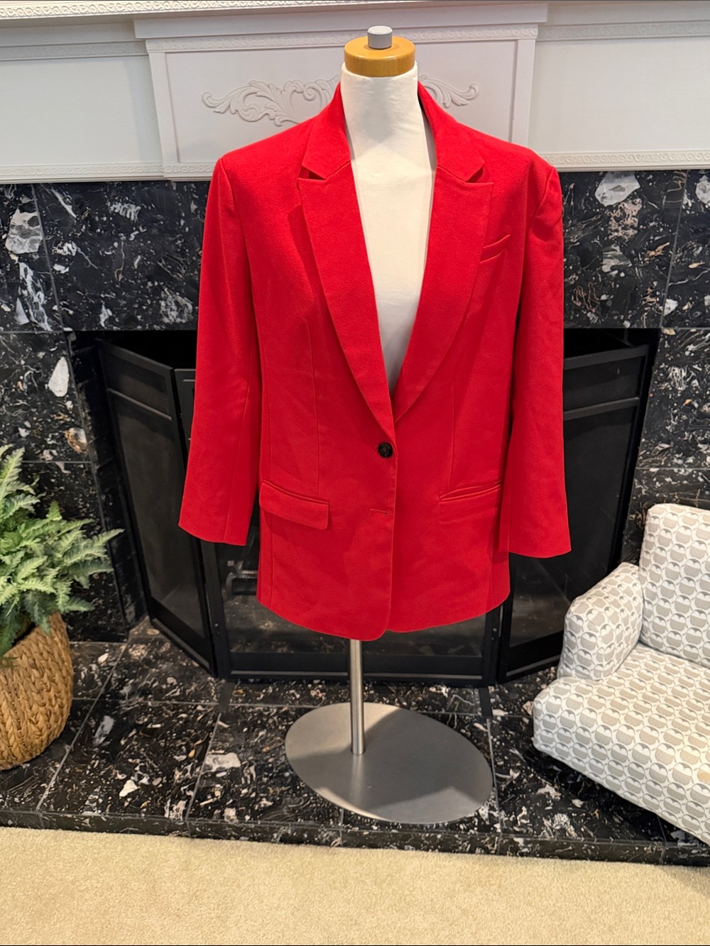 Express Red Single-Button Women's Blazer